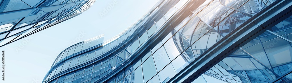 Curved glass structures with reflective surfaces create a modern architectural design with sleek, flowing lines and minimalistic decor. Curved glass structures with reflective surfaces create a modern architectural design with sleek, flowing lines and minimalistic decor.