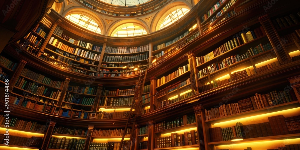 Obraz premium A large room filled with bookshelves and many books