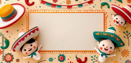 Two Girls in Sombreros Holding a Blank Banner
