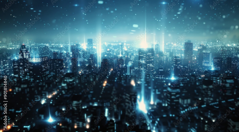 Fototapeta premium Futuristic Cityscape at Night