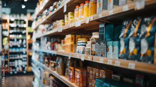 Wallpaper Mural Aisle of a grocery store with products on shelves Torontodigital.ca