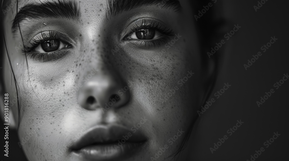Elegant Close-Up Portrait of Woman with Minimalist Background. Generative AI Elegant Close-Up Portrait of Woman with Minimalist Background. Generative AI