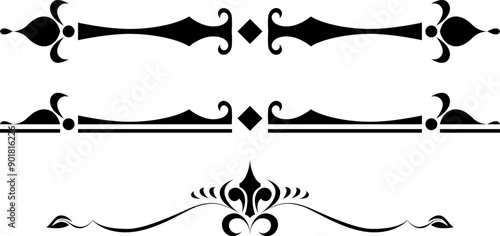 black and white set of delimiters for text, dividers