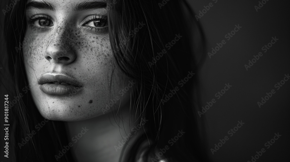 Elegant Close-Up Portrait of Woman with Minimalist Background. Generative AI Elegant Close-Up Portrait of Woman with Minimalist Background. Generative AI