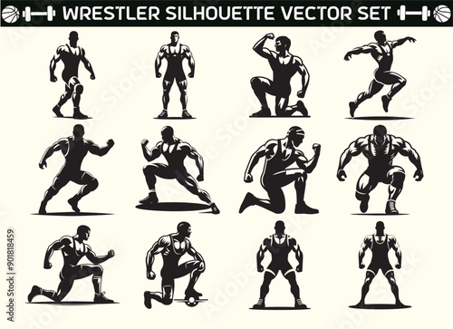Wrestler Silhouette Vector Illustration