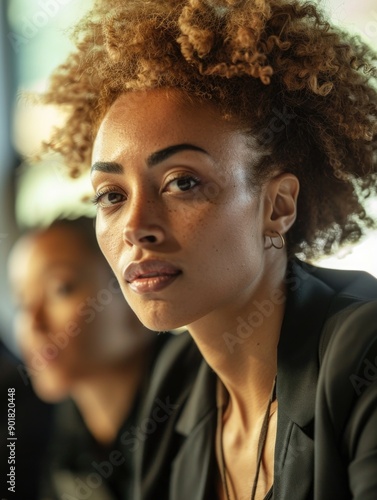 A person sits at a table with a calm expression, good for various uses such as business meetings or studying