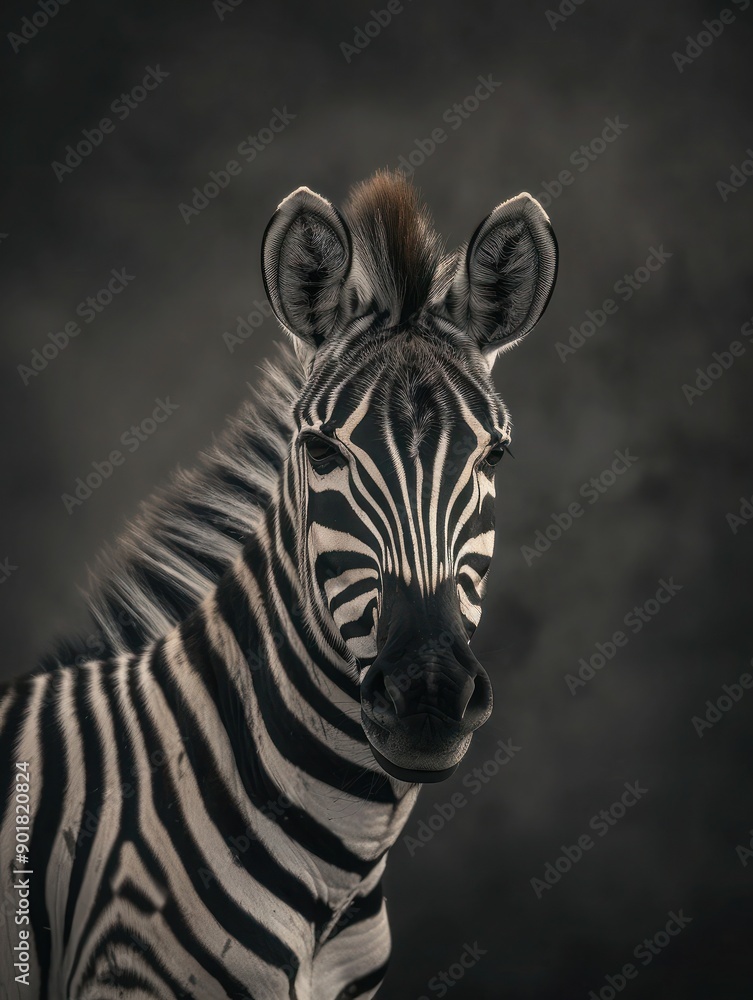 Fototapeta premium Close-Up Portrait of a Striking Zebra