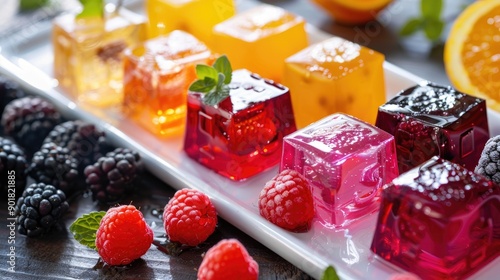 Colorful assortment of classic French fruit jellies featuring vibrant flavors such as strawberry blackberry and orange Crafted with concentrated fruit puree sugar and a sprinkling of pectin