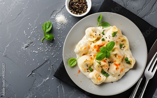 Tortellini With Creamy Sauce and Basil