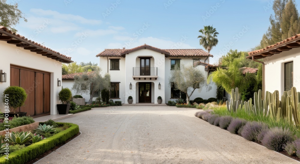 Mediterranean Home With Driveway and Landscaping Mediterranean Home With Driveway and Landscaping