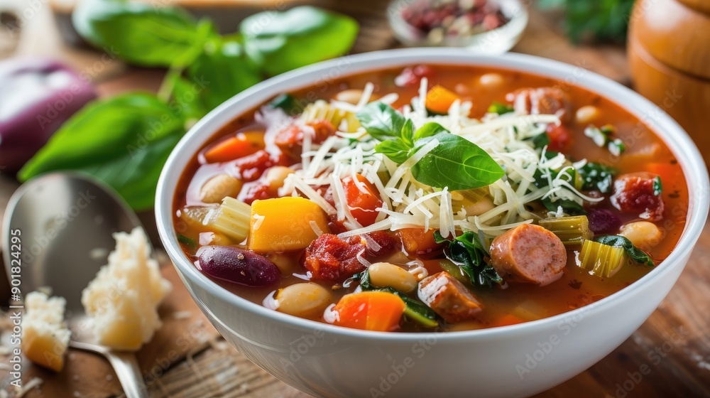 Italian Minestrone Soup with Smoked Sausages