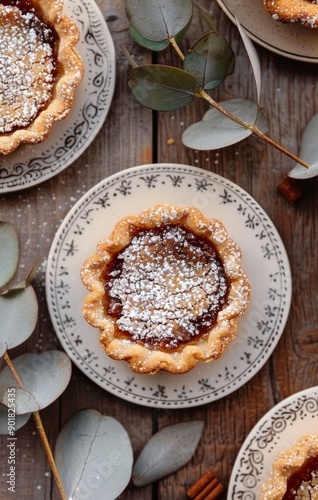 Four Mini Pies With Powdered Sugar