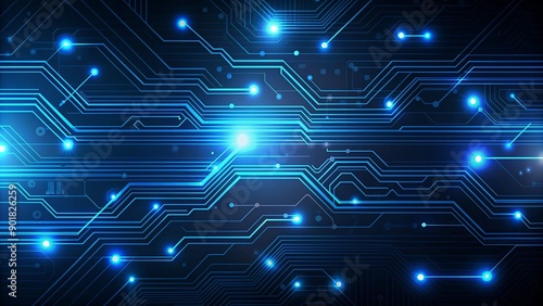 Thin Blue Circuit Lines on Dark Abstract Tech Background