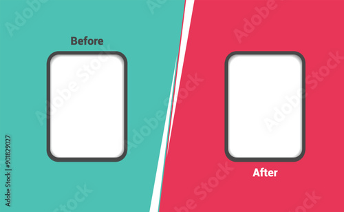 Gradient before and after background template. Two team vector templates. abstract graphical element. choose Before after template with comparison frames, vector thin line stars and sparkles.
