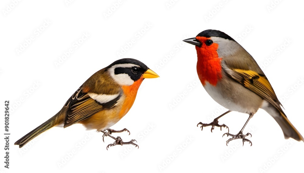 Fototapeta premium Garden Birds on a plain background