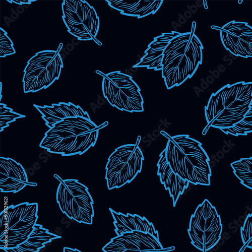 Pattern with mint leaves_