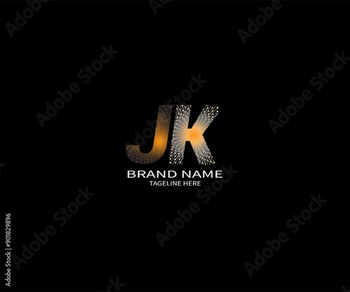 JK letter logo design on black background. JK creative initials letter logo concept. JK unique design photo