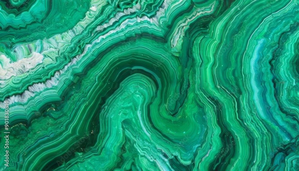 Abstract pattern with texture of malachite, green and white swirling around each other Abstract pattern with texture of malachite, green and white swirling around each other