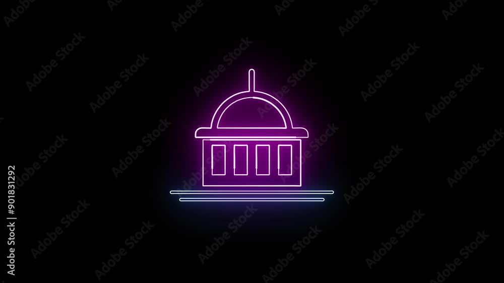 Travel Icon Animation with Mosque Neon Glow: Line Art Style Featuring Islamic Landmarks and Cultural Symbols for Visual Projects Travel Icon Animation with Mosque Neon Glow: Line Art Style Featuring Islamic Landmarks and Cultural Symbols for Visual Projects