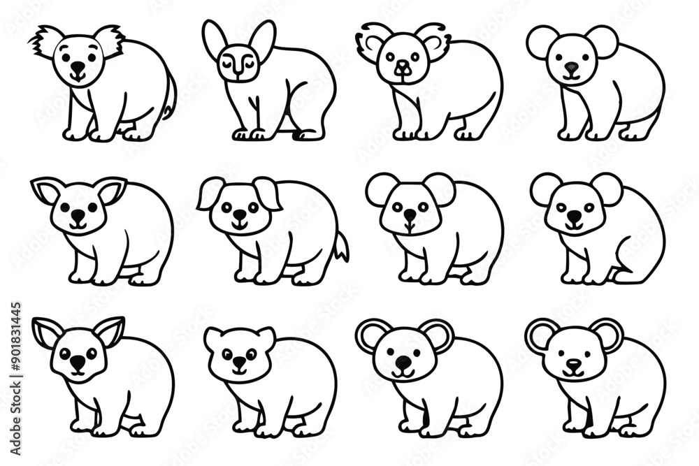 Fototapeta premium Koala line art illustration Design Concepts