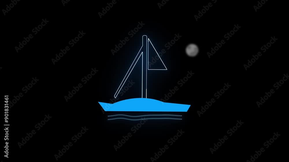 Glowing Neon Boat Animation Icon - Bright Line Travel Symbol Perfect for Maritime Exploration and Shipping Glowing Neon Boat Animation Icon - Bright Line Travel Symbol Perfect for Maritime Exploration and Shipping