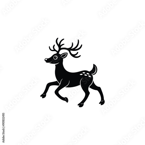 deer silhouette vector deer, animal, reindeer, vector, silhouette, illustration, cartoon, mammal, christmas, wild, isolated, nature, black, horse, white, antlers, antler, stag, horn, art, wildlife, br © Akash
