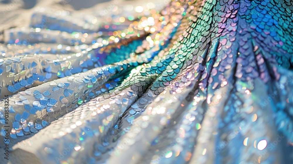 Obraz premium Sparkling Mermaid Scale Fabric Detail in Close-Up