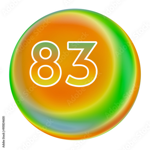 Colorful gradient sphere with number 83