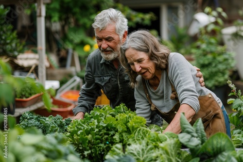 Wallpaper Mural Sustainable Living: Senior Couple Cultivating Home Garden for Waste Management and Food Reduction Torontodigital.ca