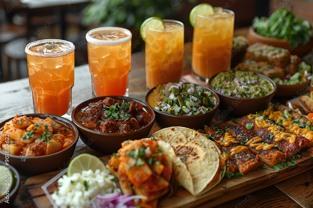 Mexican Food and Drinks Table Spread Mexican Food and Drinks Table Spread