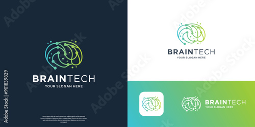 brain tech connection logo vector icon. creative digital brain,brainstorm logo design.