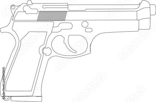 Pistol Outline Cricut and Silhouette SVG file