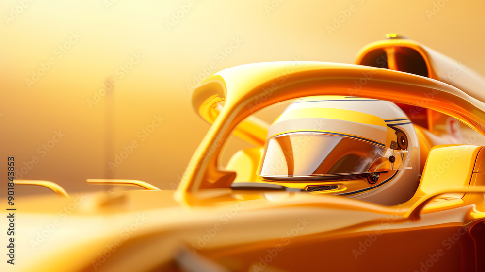 Fototapeta premium Detailed view of the F1 car s halo device, showcasing its safety structure, F1 car, driver protection