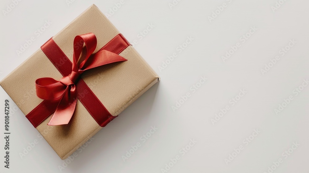 Gift box with red ribbon on white background Gift box with red ribbon on white background