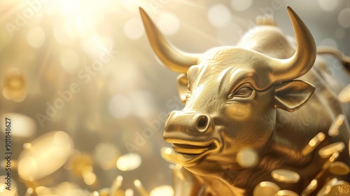 Golden Bull of Market Strength, Symbol of Prosperity in Divine Illumination