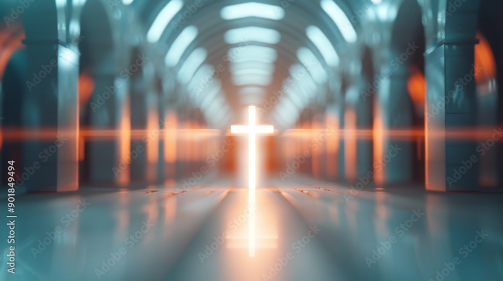 Divine Insurance and Faith - Protective Barrier with Cross and Halo Shielding Person in Soft Light Divine Insurance and Faith - Protective Barrier with Cross and Halo Shielding Person in Soft Light