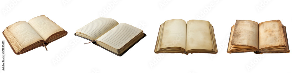 Naklejka premium An open notebook isolated on a white background.