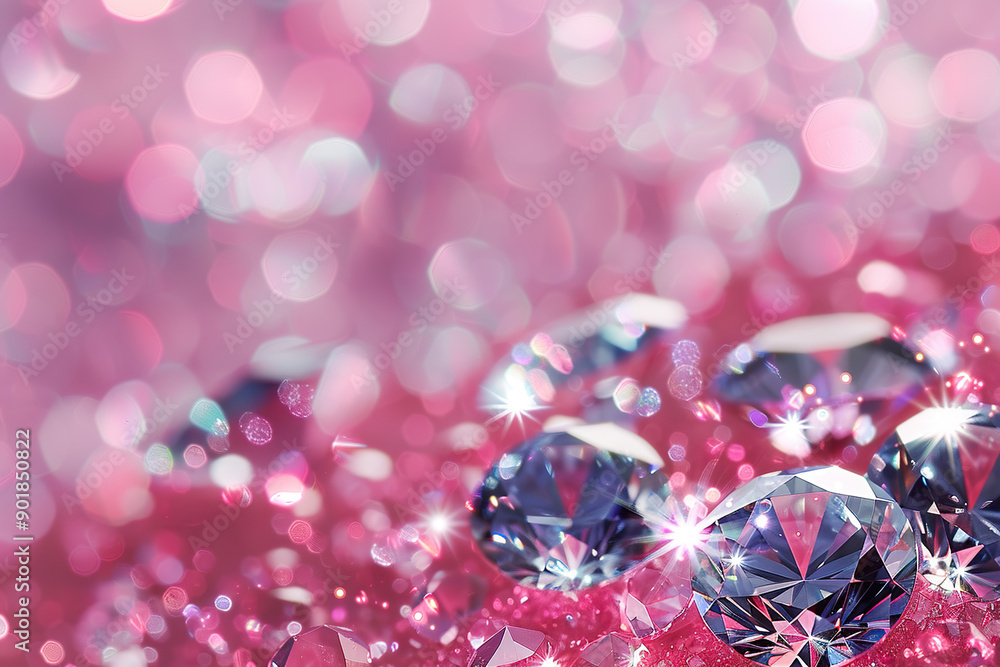 A close up of two pink diamonds on a pink background. A close up of two pink diamonds on a pink background.