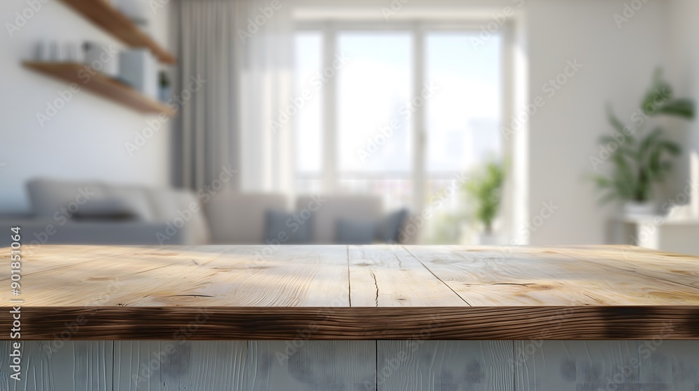 Wooden Table with Natural Light and Greenery Wooden Table with Natural Light and Greenery