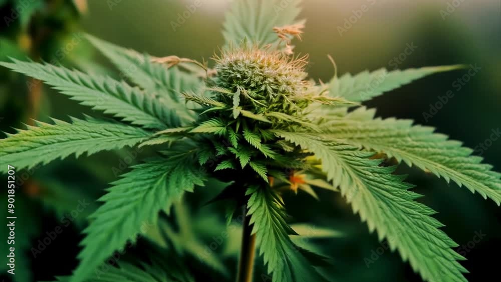 Close-up of leaves and buds similar of a flowering medical cannabis or marijuana plant close up. Close-up of leaves and buds similar of a flowering medical cannabis or marijuana plant close up.