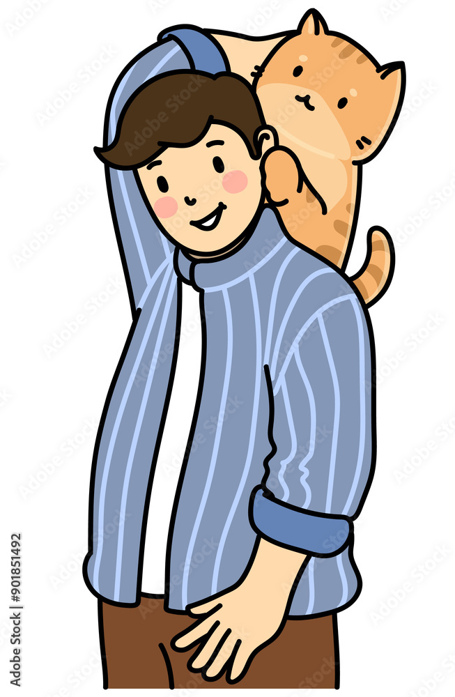 Human hug kitten cartoon cute catperson minimal illustration kitten petlover Human hug kitten cartoon cute catperson minimal illustration kitten petlover