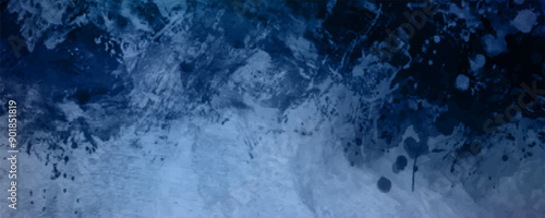 Beautiful Abstract Grunge Decorative Navy Blue Dark Stucco Wall Background. Art Rough Stylized Texture Banner With Space For Text