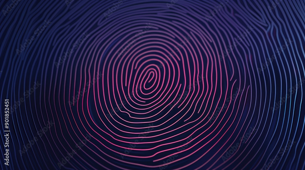 A purple and red fingerprint with a blue background A purple and red fingerprint with a blue background