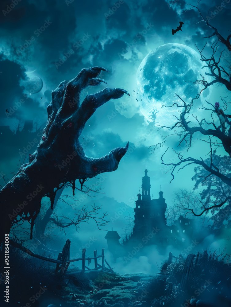Obraz premium Halloween wallpaper with zombie hand