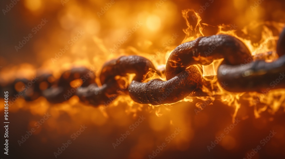 Obraz premium Fiery Chain in Flames, Perfect for Symbolic and Conceptual Art