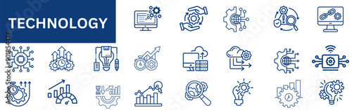 Technology icon set.  Solid vector icons collection.