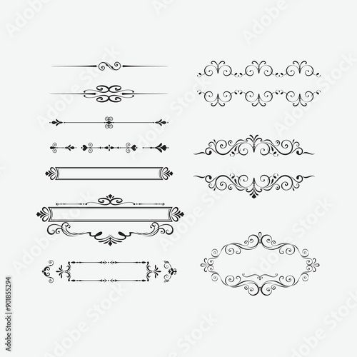 Floral dividers elements set for Islamic Arabic Calligraphy | Divider Decorative Lines