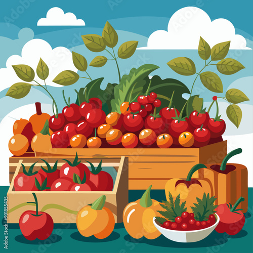 Cherry Vegetables on Display at Organic Market