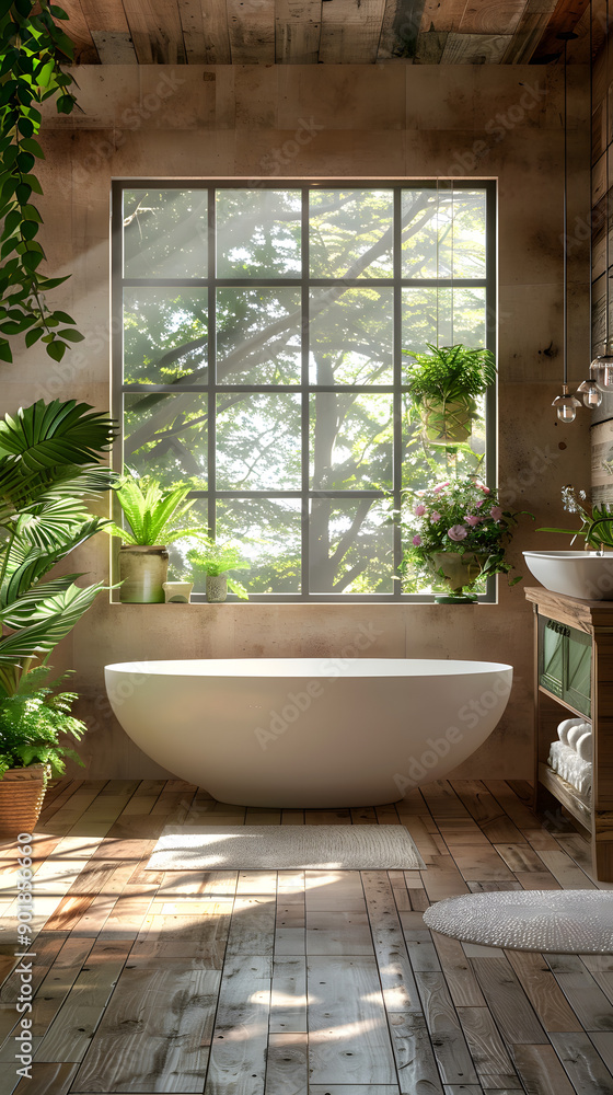 Spacious Premium-Quality Bathroom with Elegant Design and Natural Light Spacious Premium-Quality Bathroom with Elegant Design and Natural Light