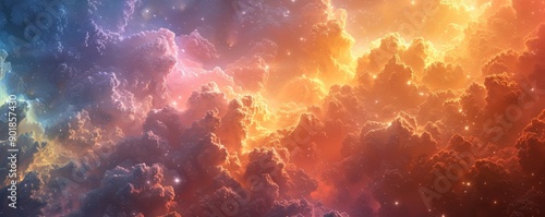 Ethereal Dreamscape of Vibrant Clouds and Stars - A Dream Beyond Imagination